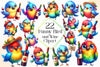 Funny Bird And Wine Clipart Bundle