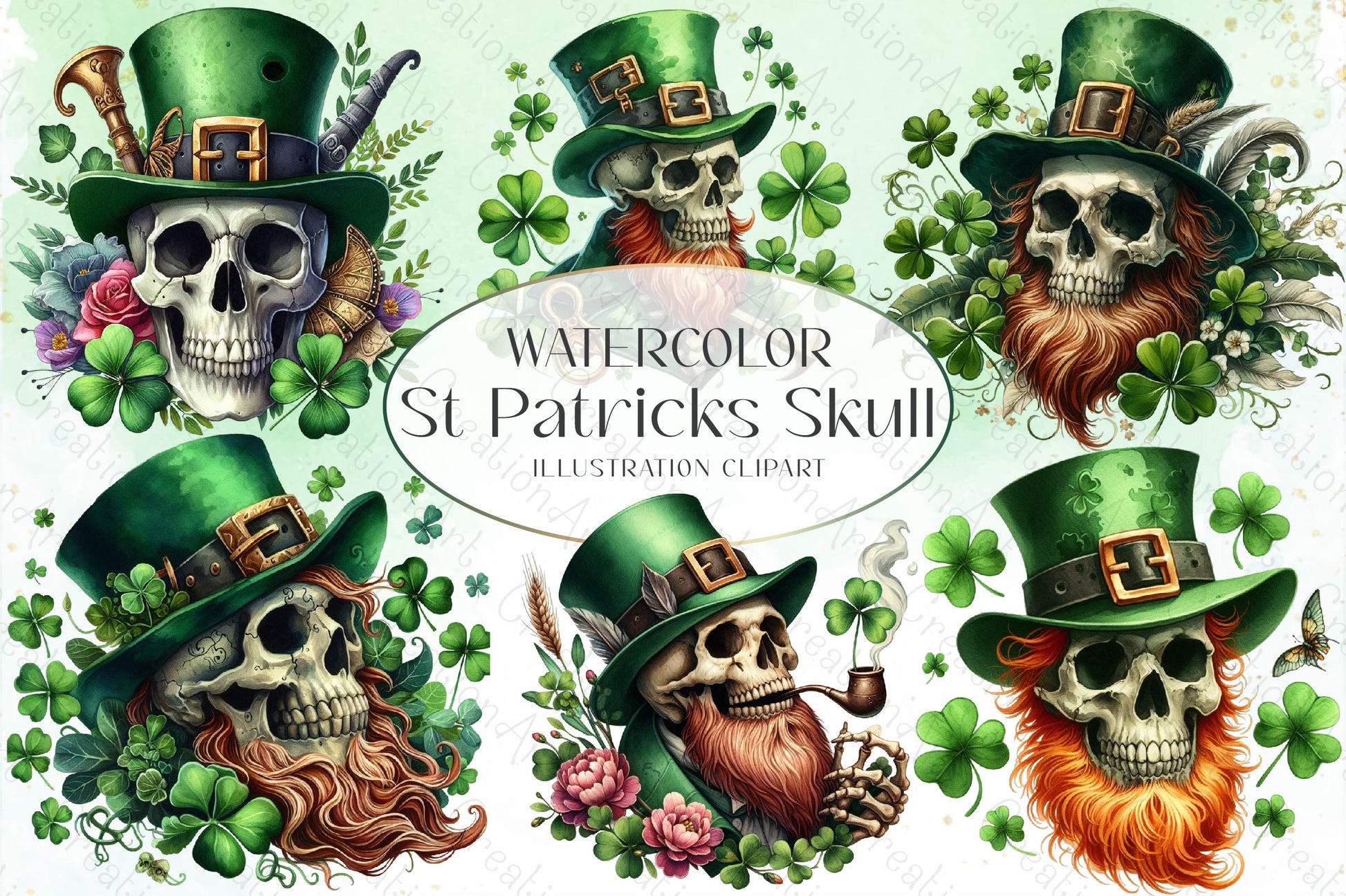 St Patricks Day Skull Clipart Bundle - CraftNest - Digital Crafting and Art