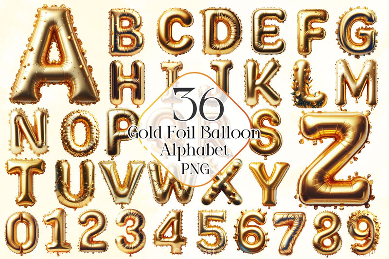 Gold Foil Balloon Alphabet Clipart Bundle - CraftNest - Digital Crafting and Art