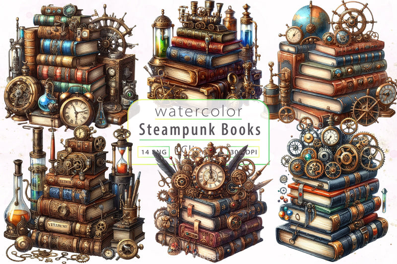 Steampunk Books Clipart Bundle - CraftNest - Digital Crafting and Art