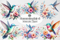 Hummingbird & Flowers Clipart Bundle - CraftNest - Digital Crafting and Art