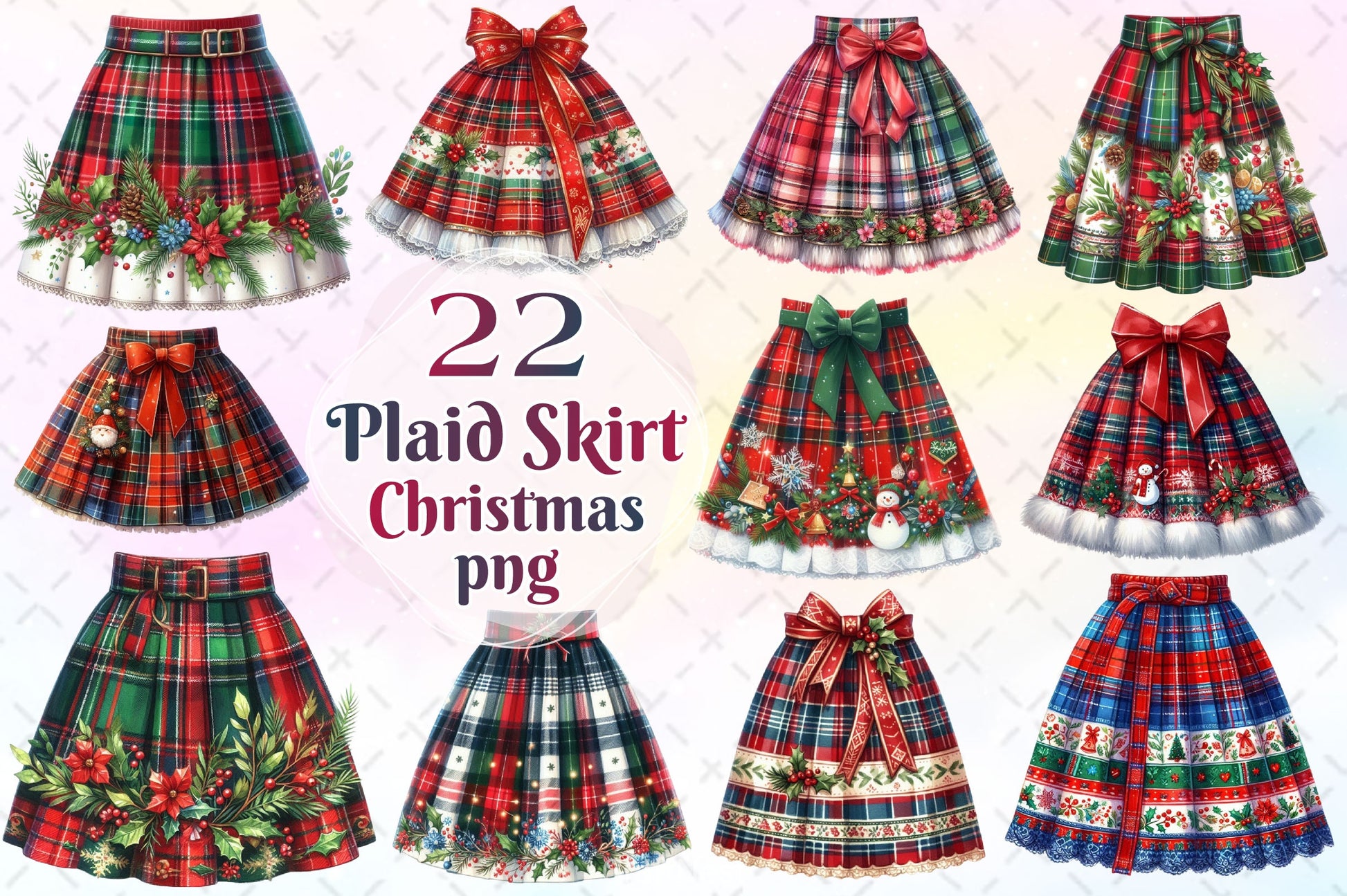 Christmas Plaid Skirt Clipart Bundle 3 - CraftNest - Digital Crafting and Art