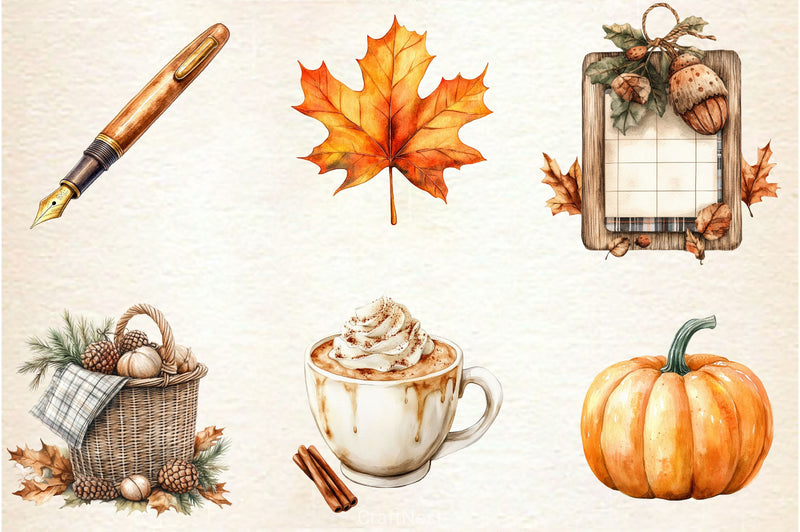 Cozy Autumn Planner Clipart Bundle - CraftNest - Digital Crafting and Art