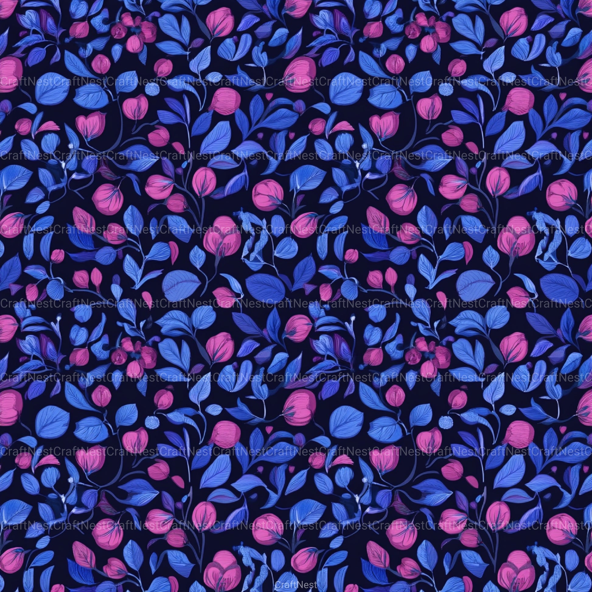 Blueberry Seamless Pattern Papers Digital - CraftNest - Digital Crafting and Art