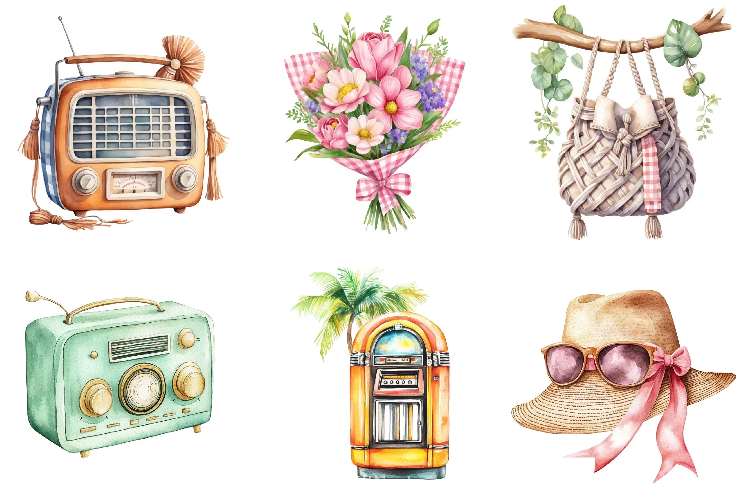 1950s Beach Day Clipart Bundle - CraftNest - Digital Crafting and Art