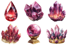 Burgundy Crystals and Gems Clipart - CraftNest - Digital Crafting and Art
