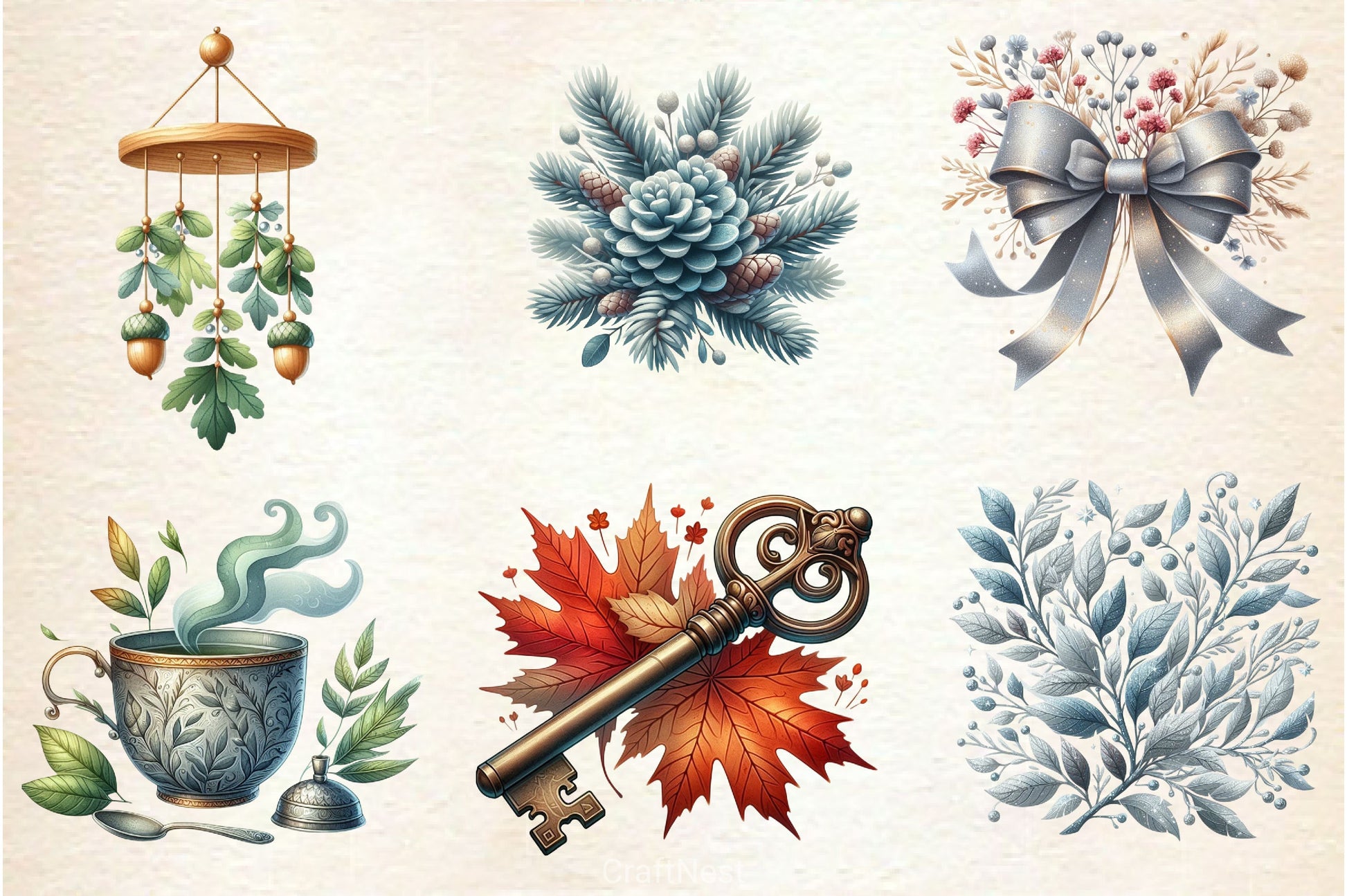 Silver Autumn Clipart Bundle 3 - CraftNest - Digital Crafting and Art