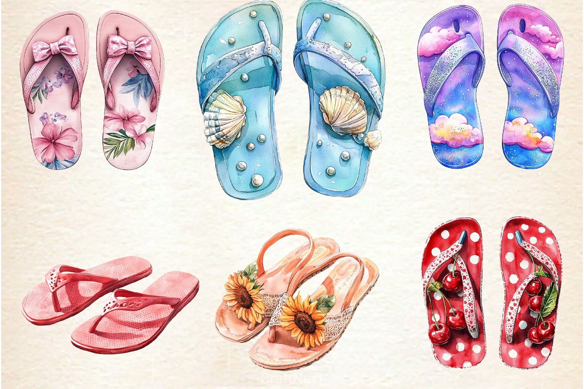 Summer Flip Flops Clipart Bundle 2 - CraftNest - Digital Crafting and Art