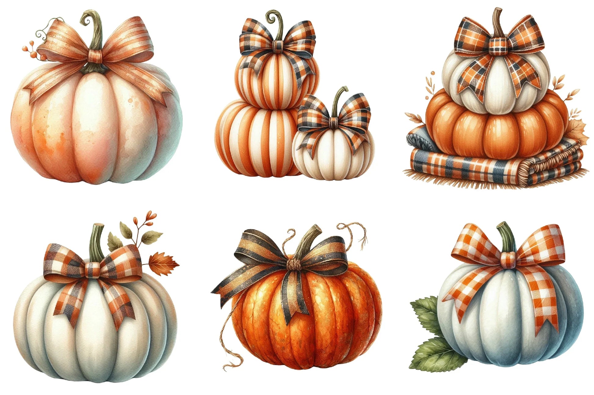 Fall Bow Pumpkins Clipart Bundle - CraftNest - Digital Crafting and Art