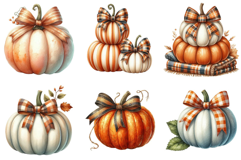 Fall Bow Pumpkins Clipart Bundle - CraftNest - Digital Crafting and Art