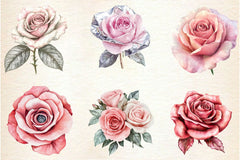 Blush And Silver Glam Roses Clipart Bundle - CraftNest - Digital Crafting and Art