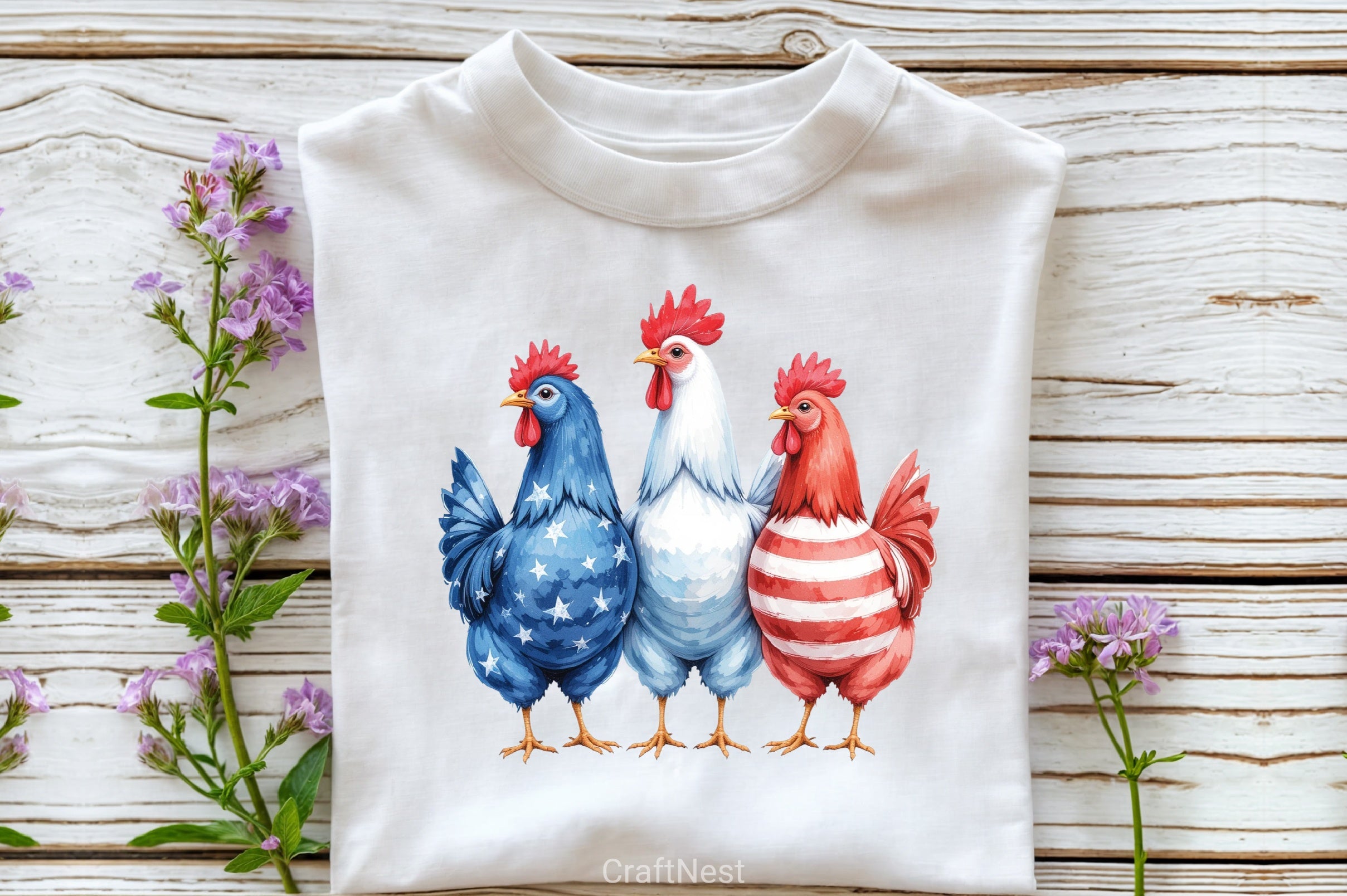 Patriotic USA Chicken Clipart Bundle - CraftNest - Digital Crafting and Art