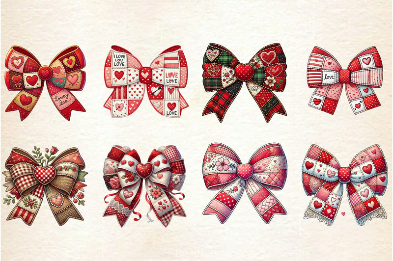 Patchwork Valentine's Day Bow Clipart Bundle 2 - CraftNest - Digital Crafting and Art