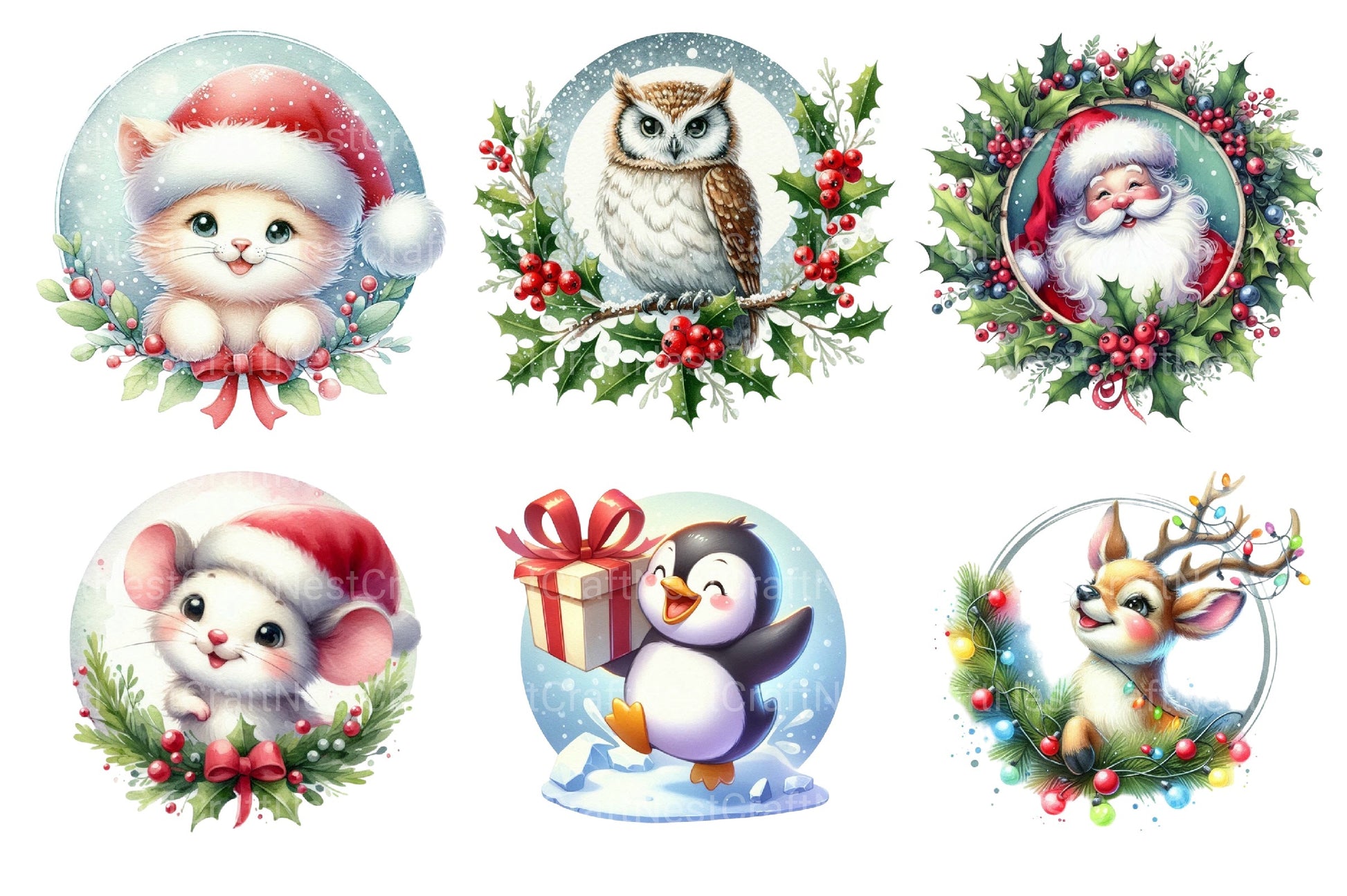 Festive Christmas Ornament Designs Clipart Bundle - CraftNest - Digital Crafting and Art