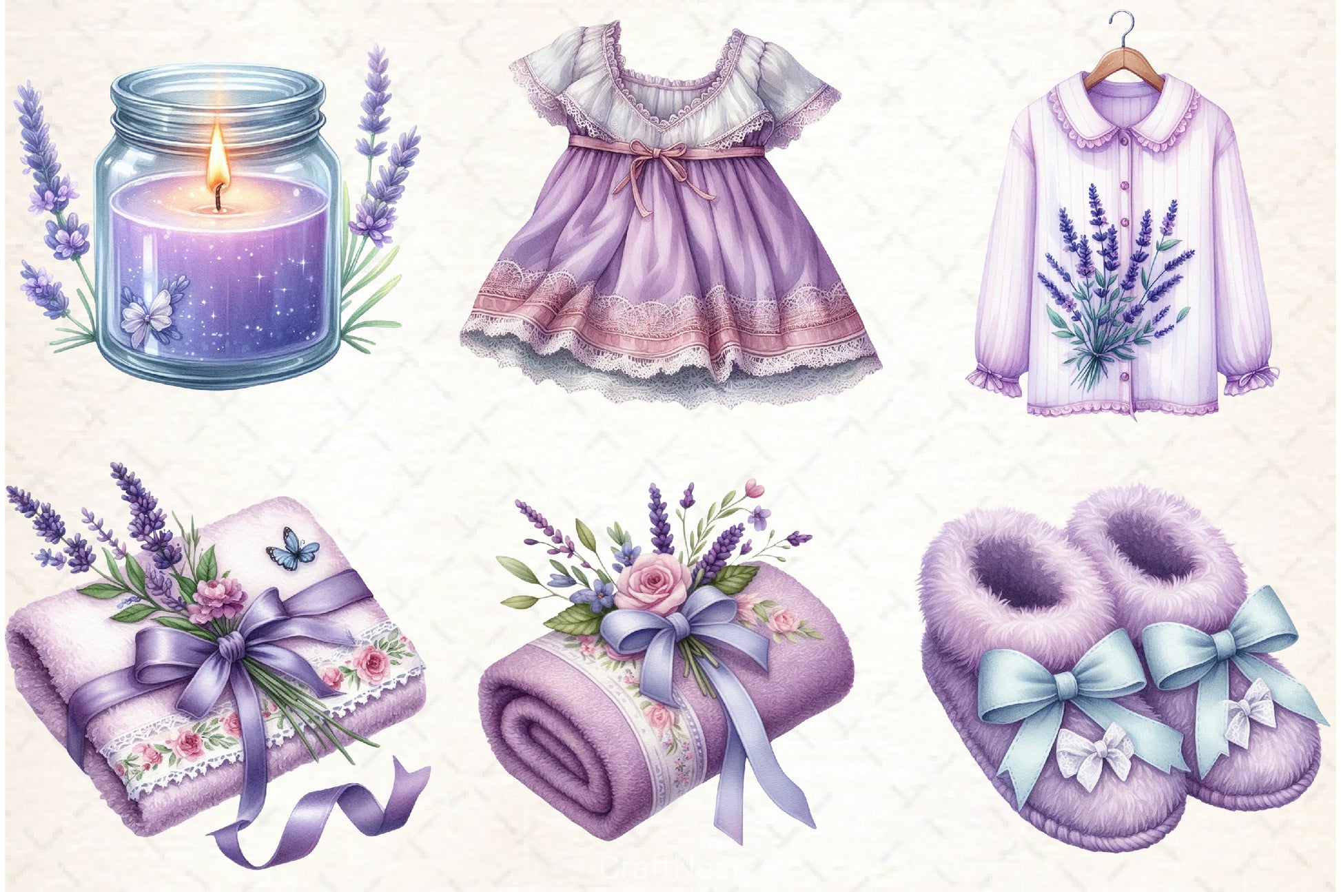 Lavender Pajama Spa Clipart Bundle - CraftNest - Digital Crafting and Art