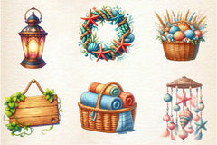 Rustic Coastal Cottage Elements Clipart Bundle - CraftNest - Digital Crafting and Art