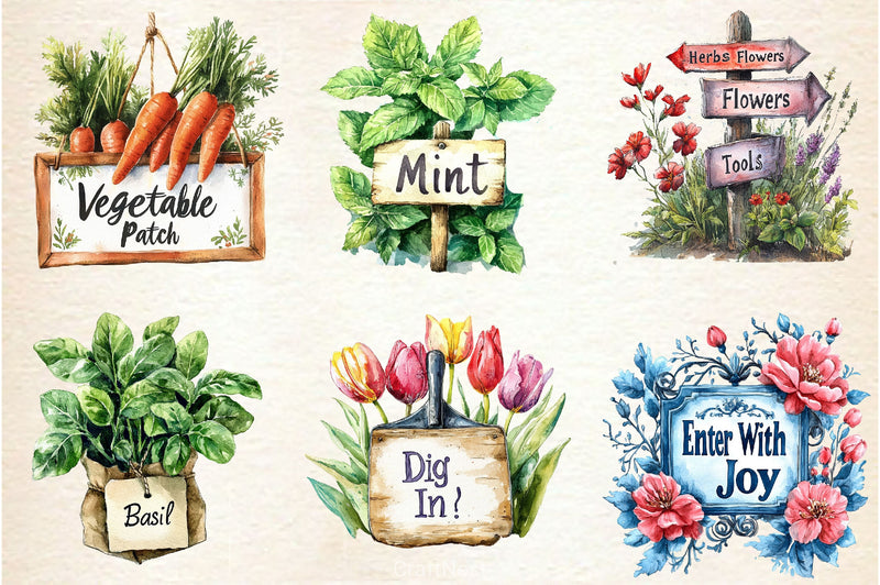 Garden Sign Clipart Bundle - CraftNest - Digital Crafting and Art