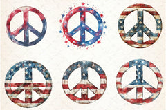 4th of July Peace Sign Clipart Bundle - CraftNest - Digital Crafting and Art