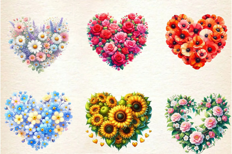 Flower Hearts Valentine Day Clipart Bundle - CraftNest - Digital Crafting and Art