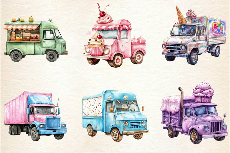 Summer Ice Cream Truck Clipart Bundle - CraftNest - Digital Crafting and Art
