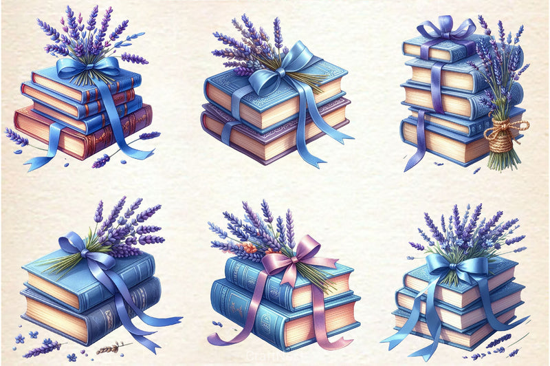 Summer Lavender Books Clipart Bundle - CraftNest - Digital Crafting and Art