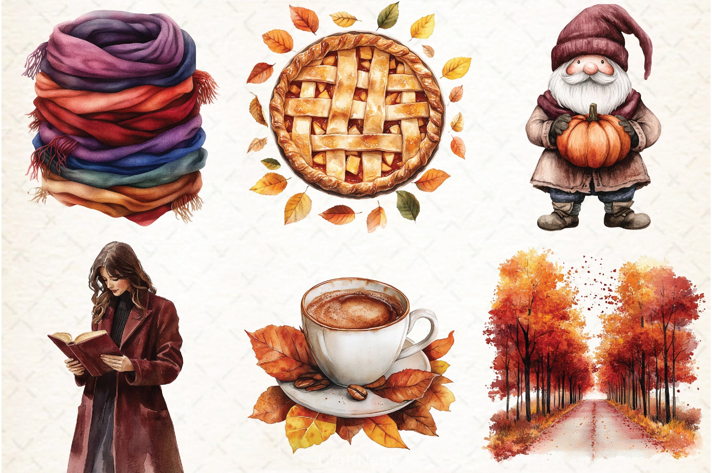 Burgundy Autumn Clipart Bundle 5 - CraftNest - Digital Crafting and Art