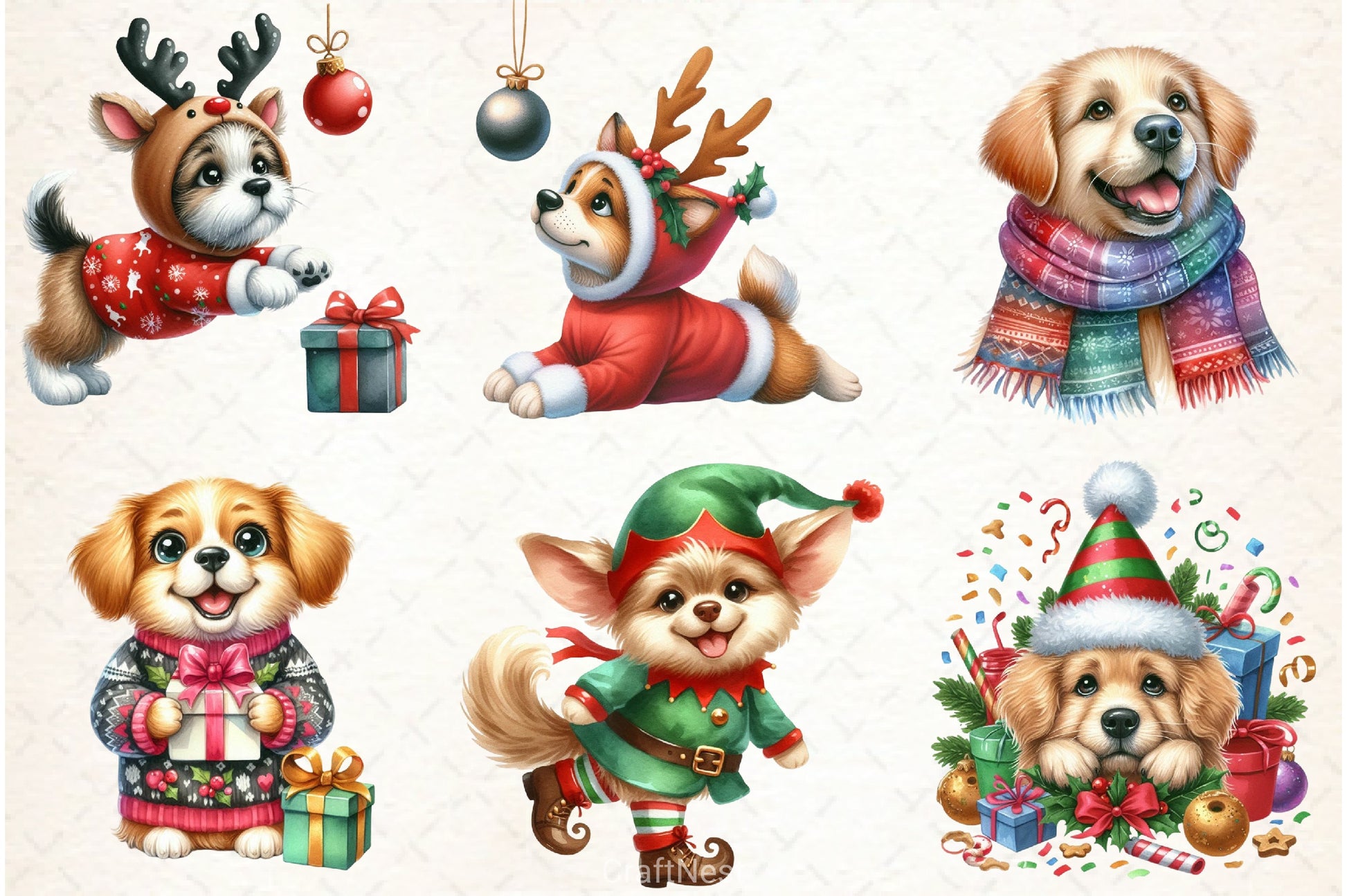 Funny Christmas Dog Clipart Bundle - CraftNest - Digital Crafting and Art