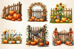 Fall Pumpkin Fence Clipart Bundle 1 - CraftNest - Digital Crafting and Art