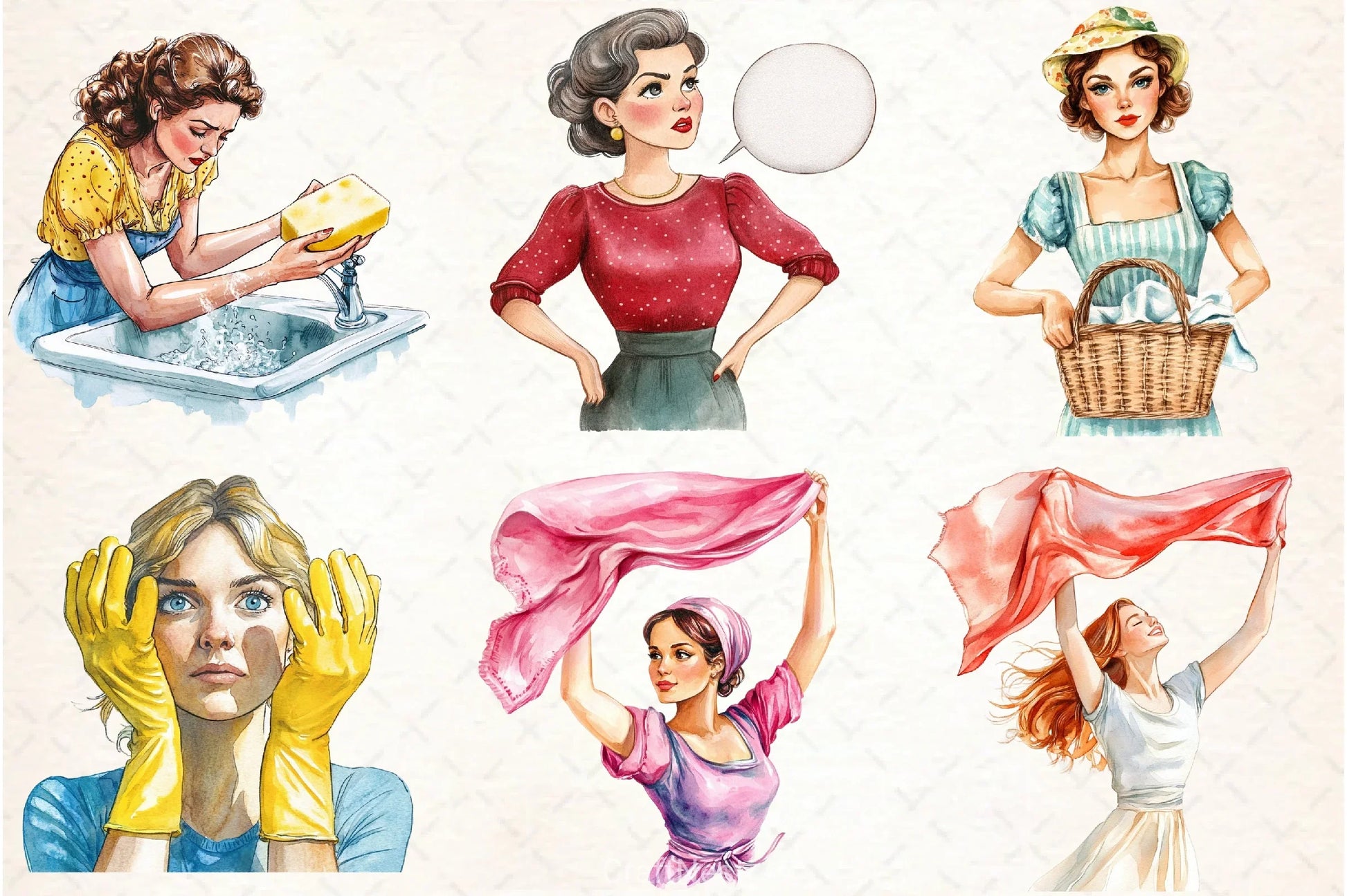 Retro Housewife Clipart Bundle - CraftNest - Digital Crafting and Art