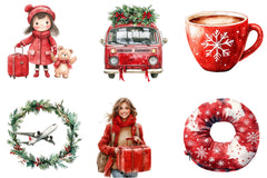 Christmas Travel Watercolor Clipart Bundle - CraftNest - Digital Crafting and Art