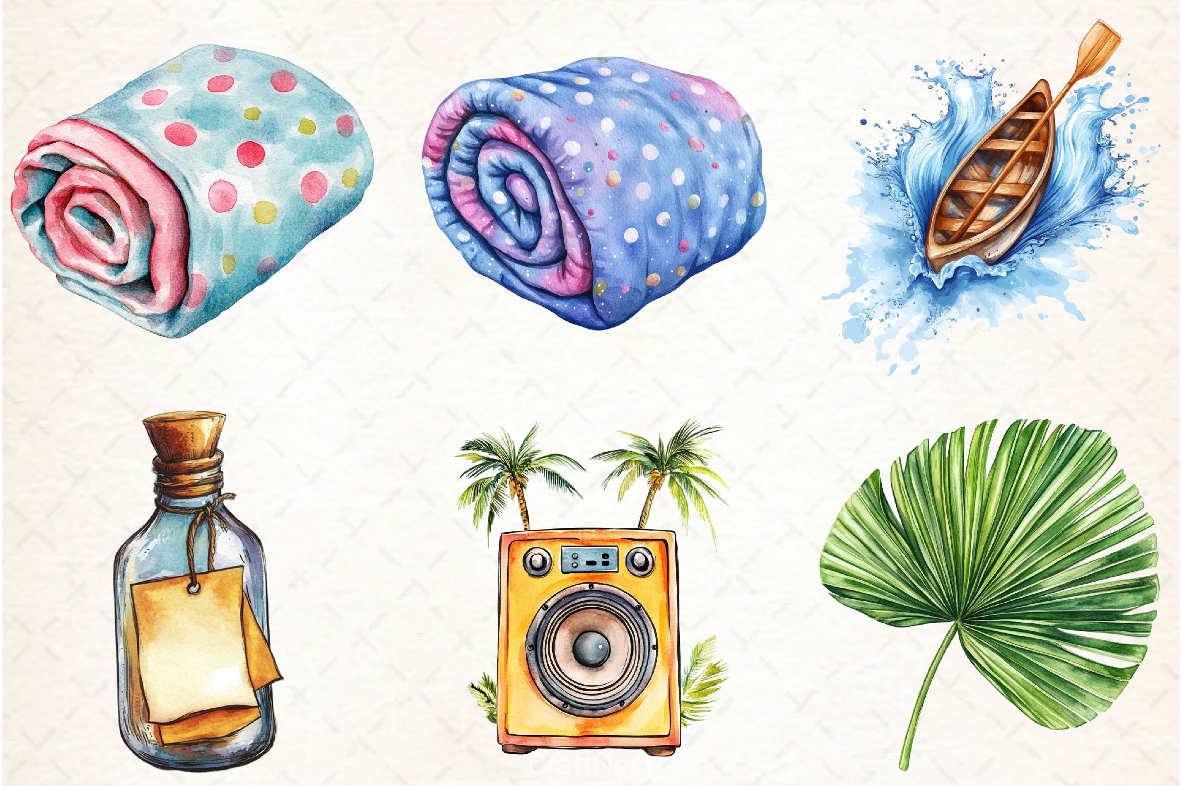 Summer Beach Fun Clipart Set - CraftNest - Digital Crafting and Art