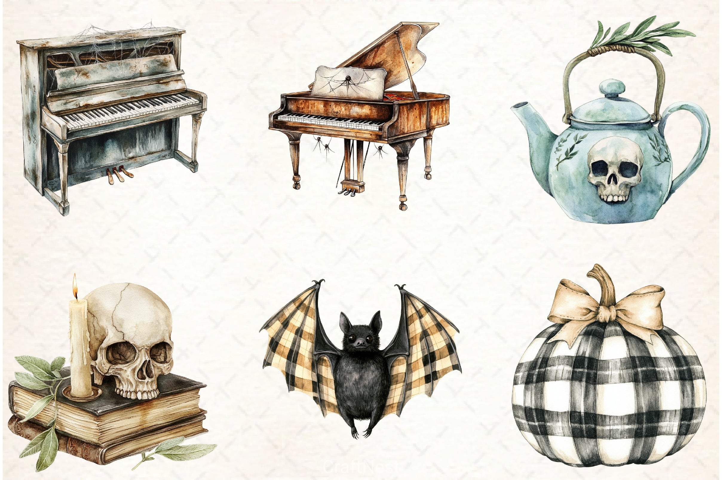Creepy Cozy Halloween Clipart Bundle 1 - CraftNest - Digital Crafting and Art