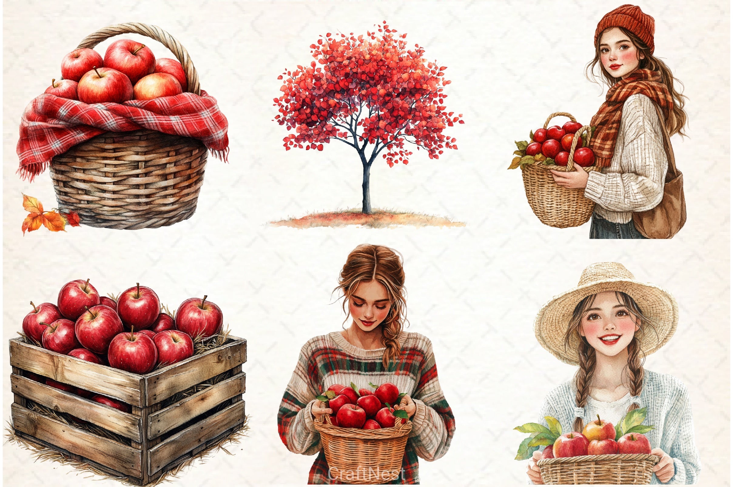 Falling Apples Clipart Bundle - CraftNest - Digital Crafting and Art
