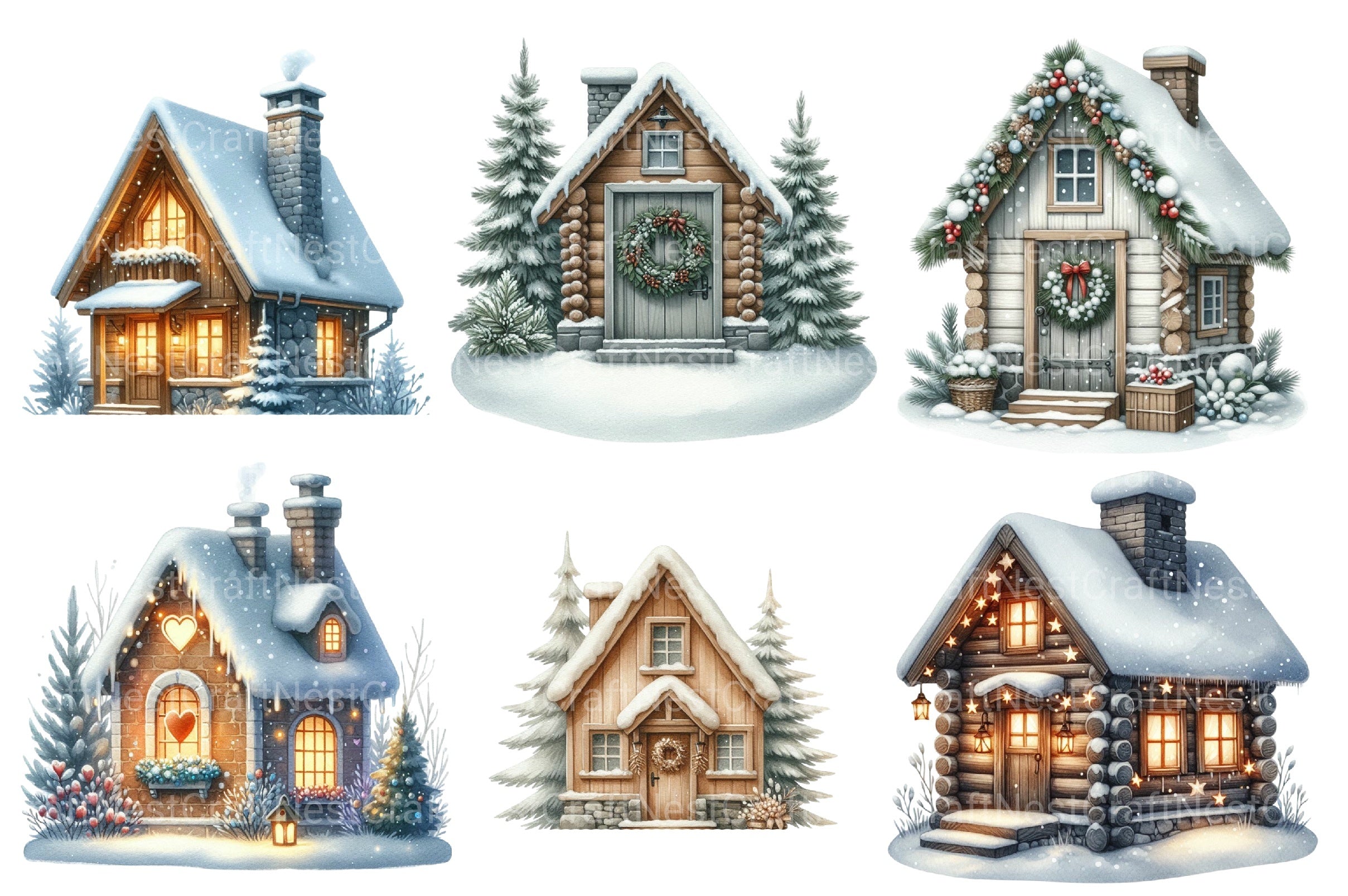 Nordic Winter Cottage Clipart Bundle - CraftNest - Digital Crafting and Art