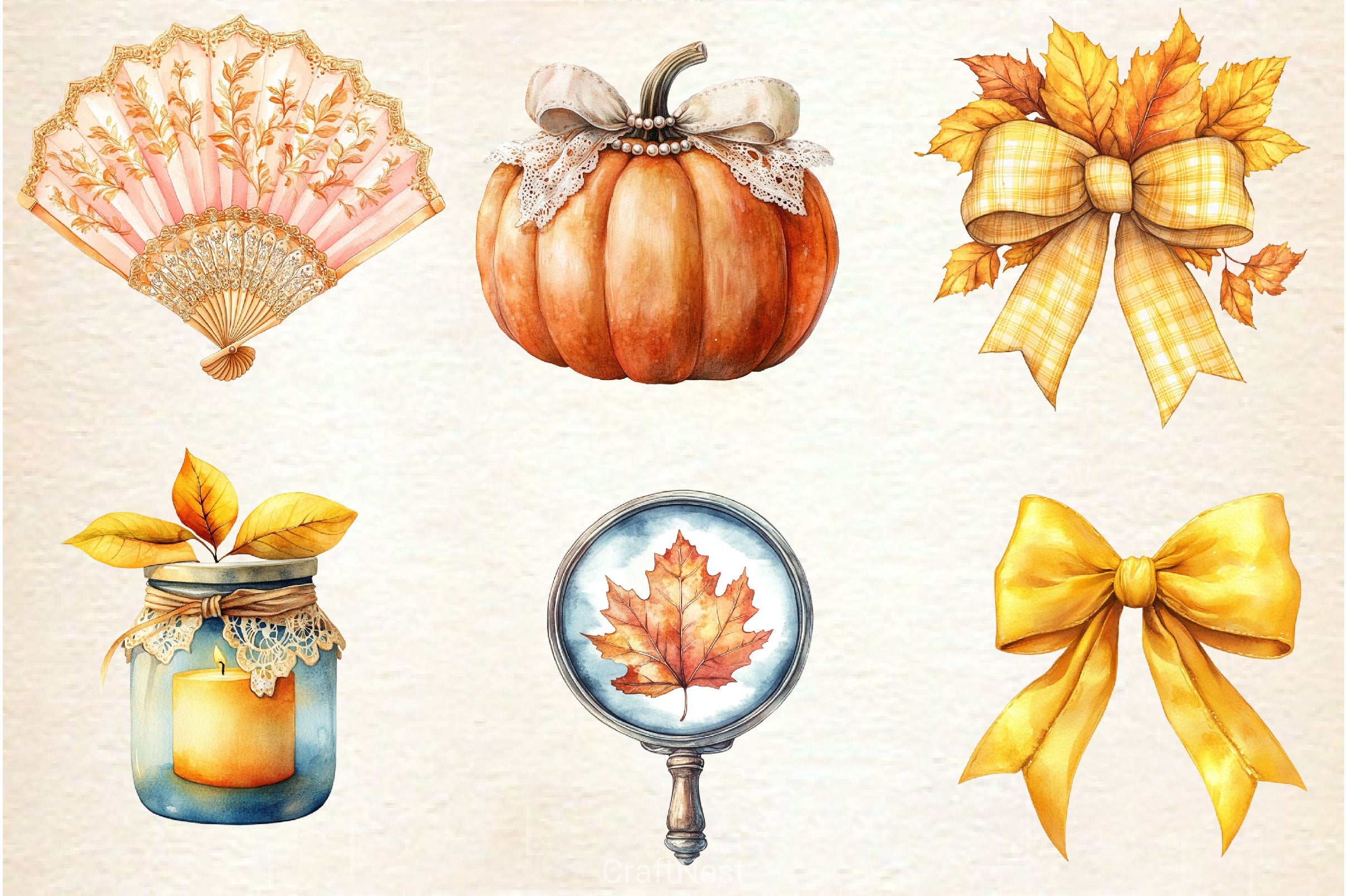 Yellow Coquette Autumn Clipart Bundle 2 - CraftNest - Digital Crafting and Art