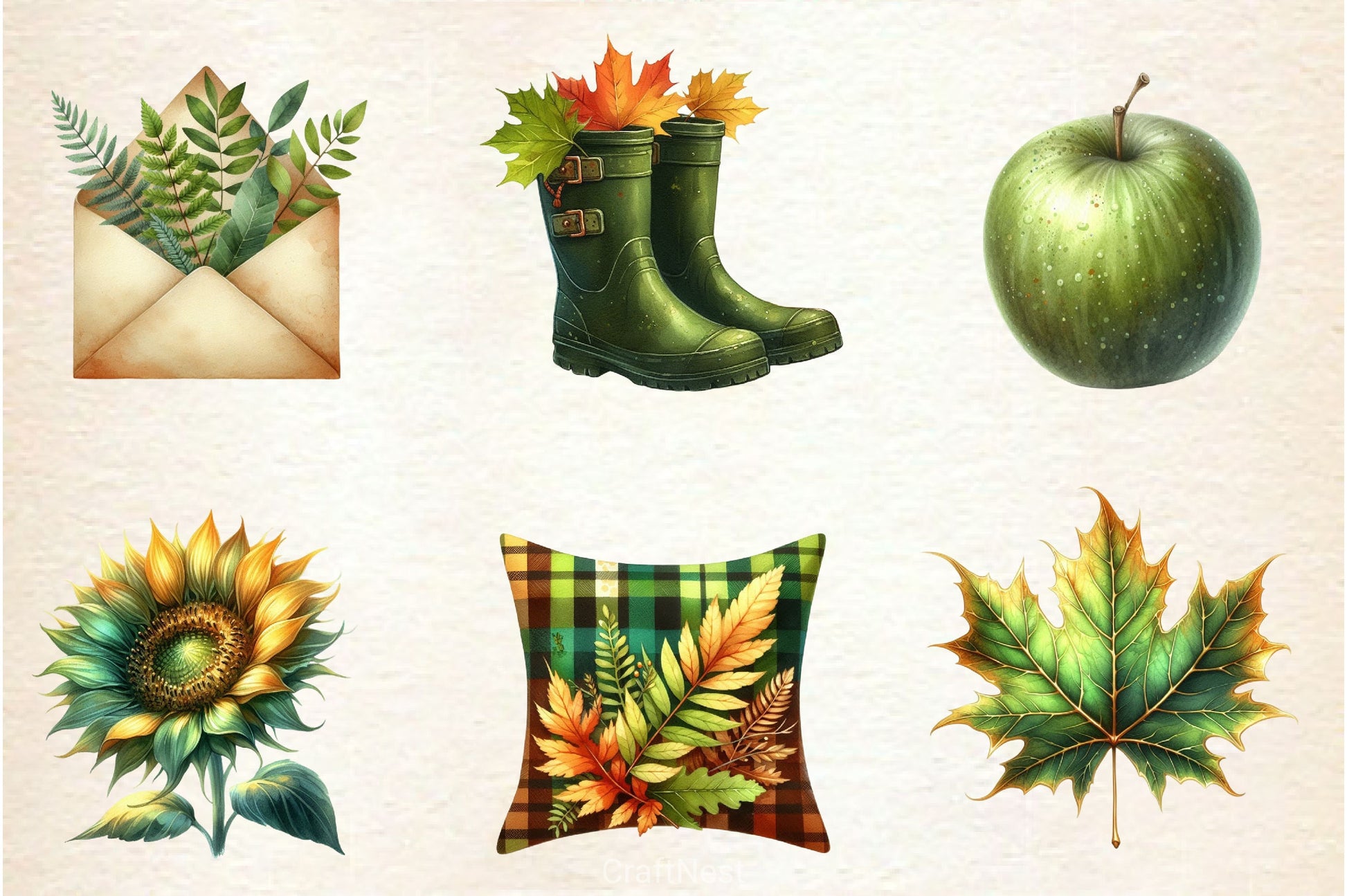 Green Autumn Clipart Bundle - CraftNest - Digital Crafting and Art