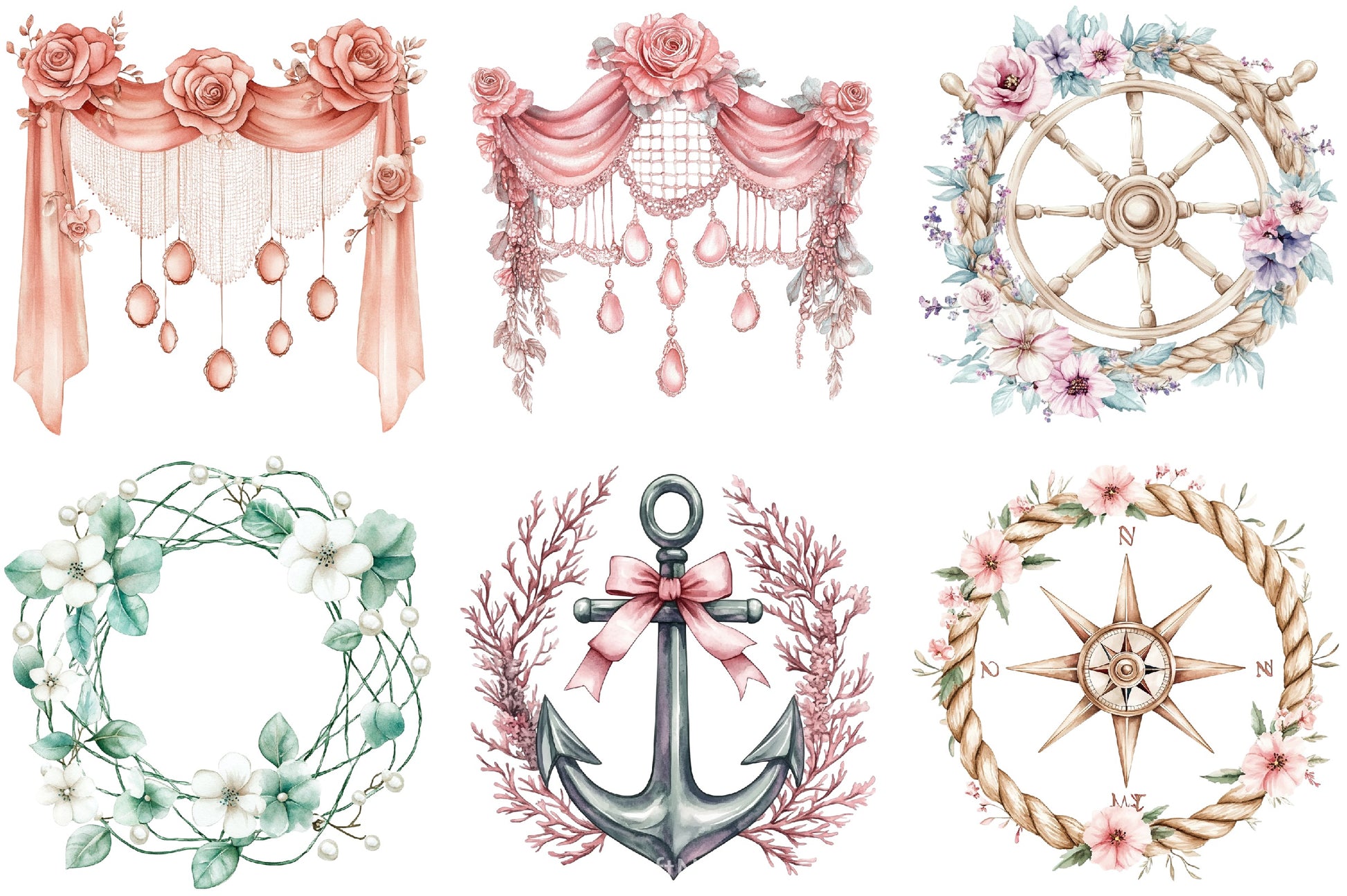 Coquette Coastal Fisherman Clipart Bundle 2 - CraftNest - Digital Crafting and Art