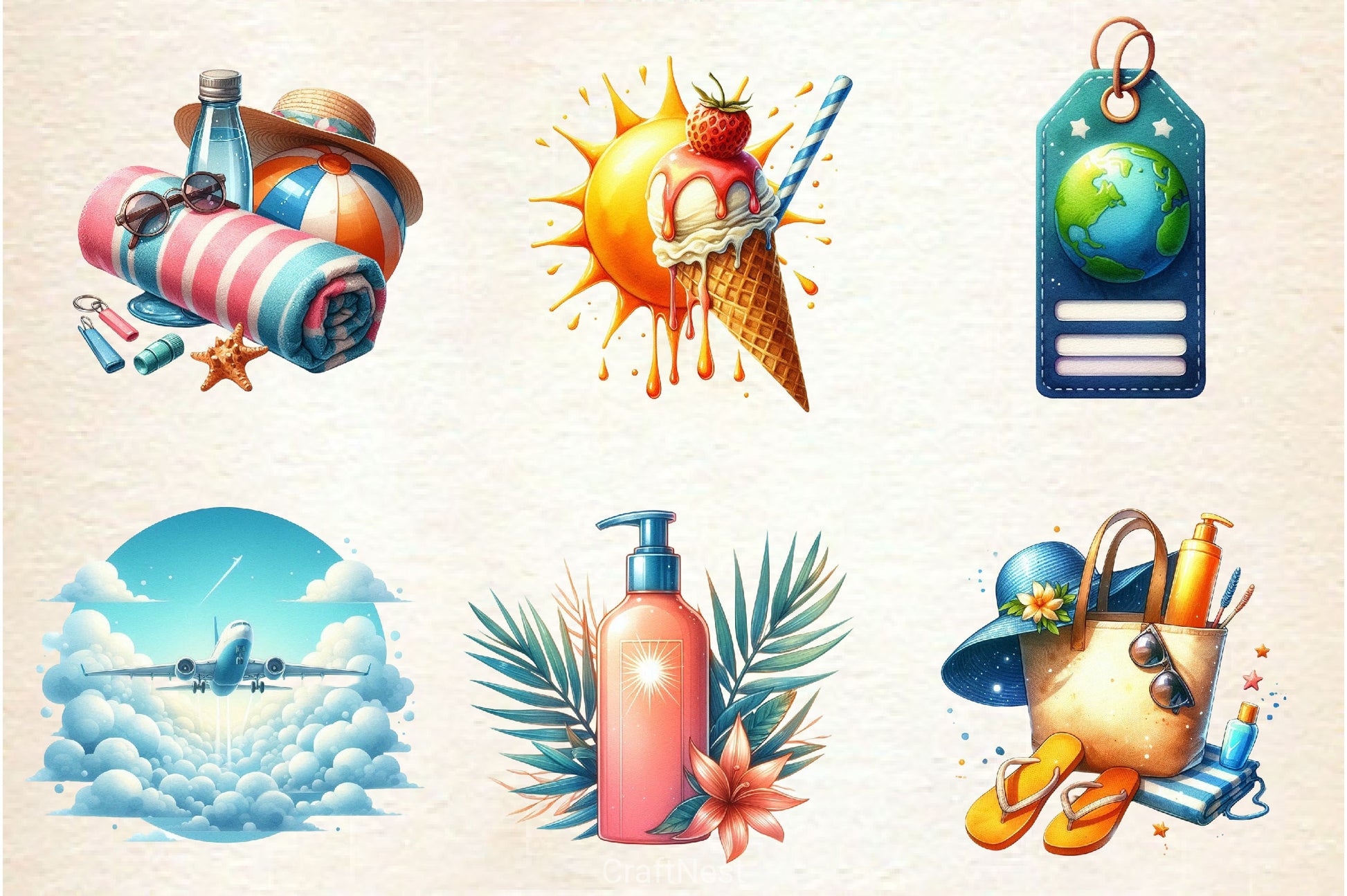Vacation Summer Trip Clipart Bundle - CraftNest - Digital Crafting and Art