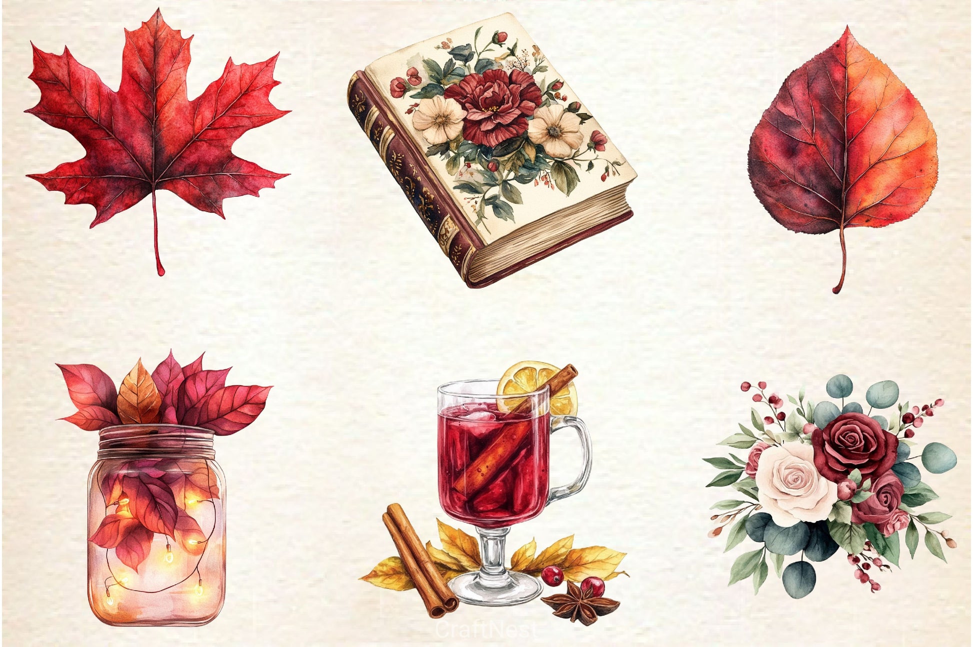Burgundy Autumn Clipart Bundle 2 - CraftNest - Digital Crafting and Art