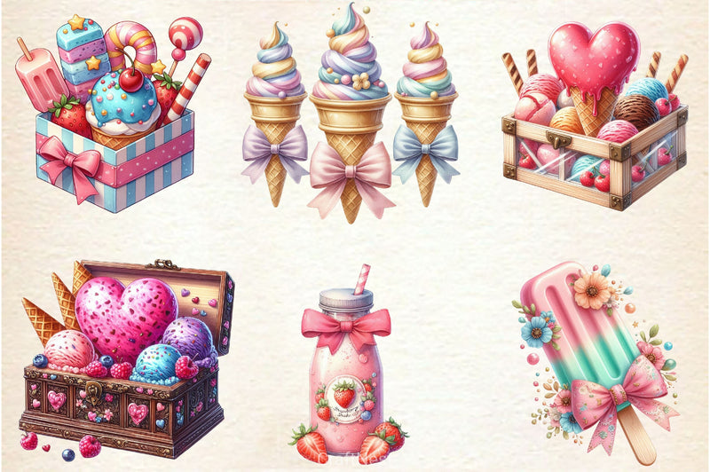 Coquette Ice Cream Clipart Bundle - CraftNest - Digital Crafting and Art