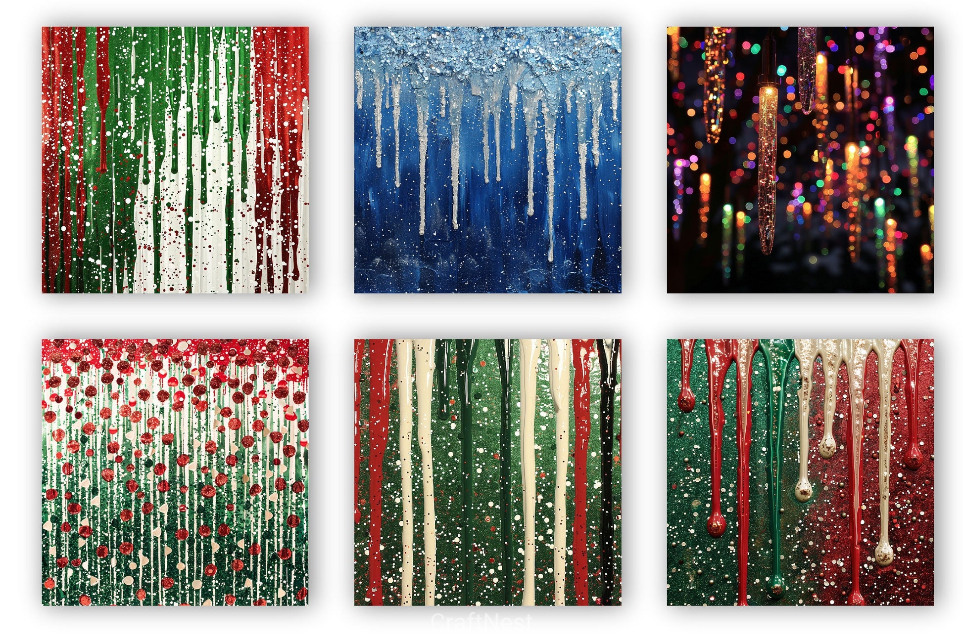 Christmas Dripping Glitter Digital Paper 3 - CraftNest - Digital Crafting and Art