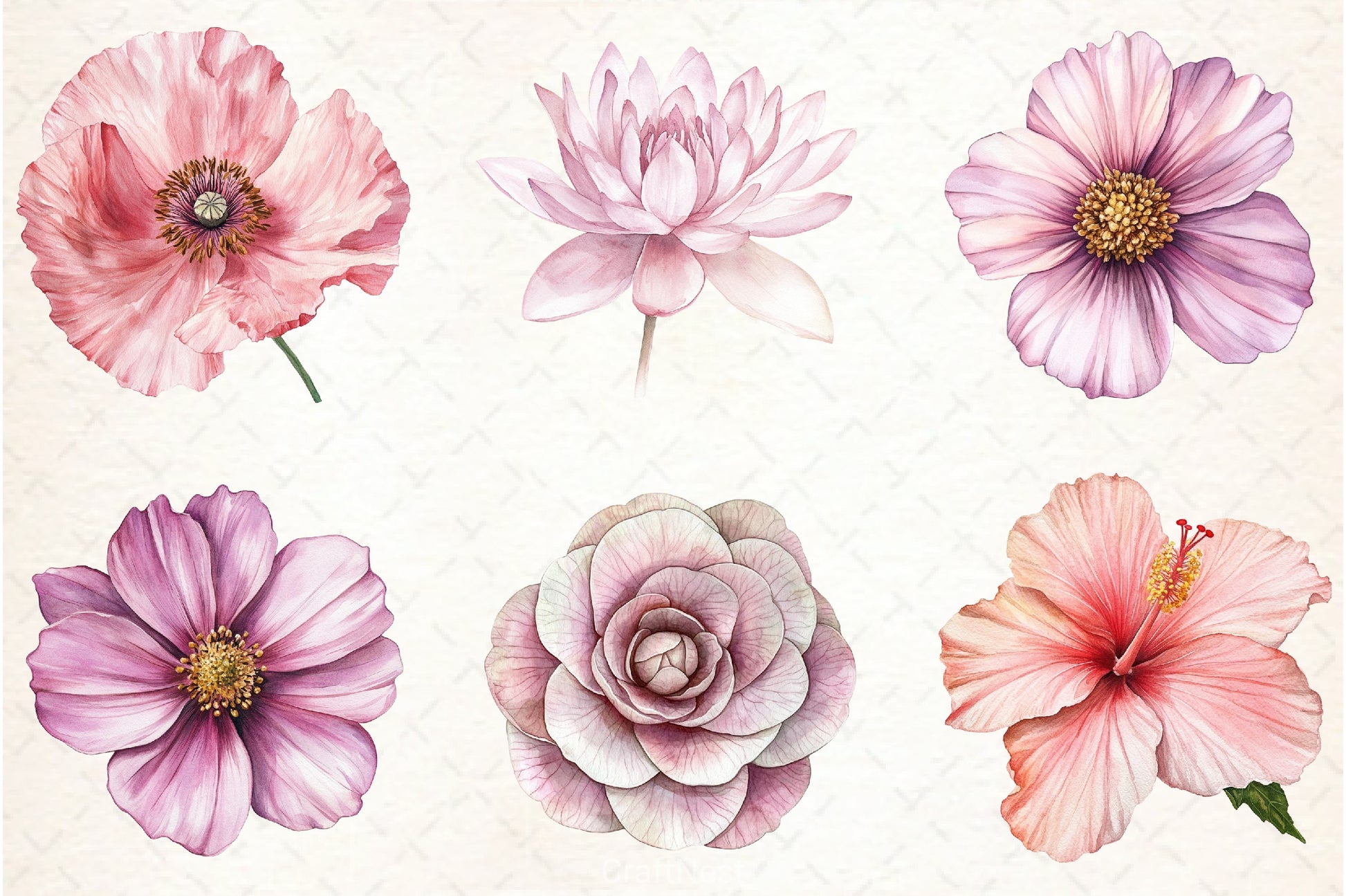 Dusty Pink Flowers Clipart Bundle - CraftNest - Digital Crafting and Art