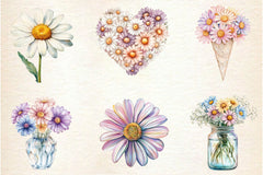 Pastel Daisies Wedding Clipart Bundle - CraftNest - Digital Crafting and Art