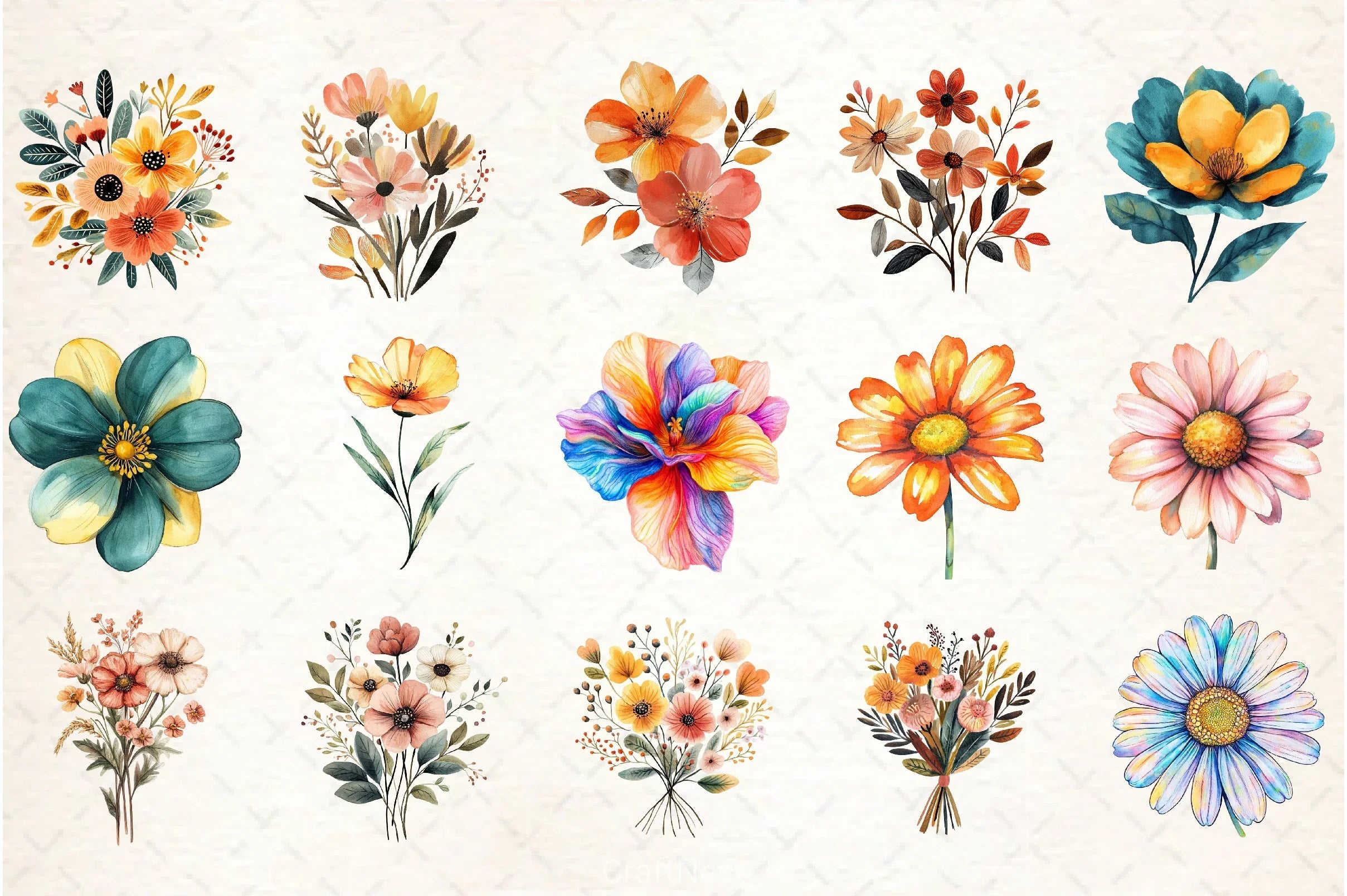 Summer Flowers Clipart Bundle 4 - CraftNest - Digital Crafting and Art