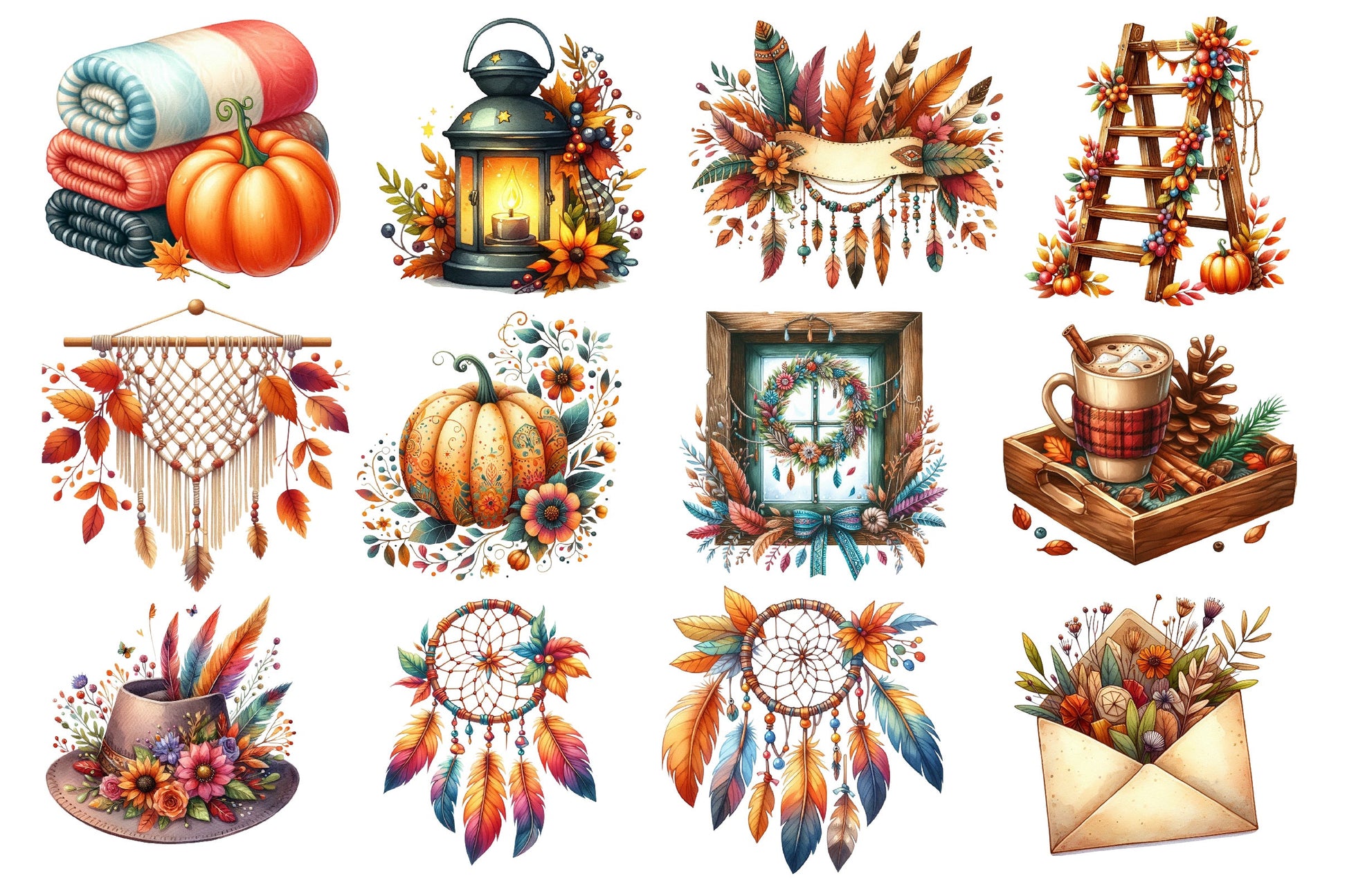 Boho Autumn Clipart Bundle 5 - CraftNest - Digital Crafting and Art