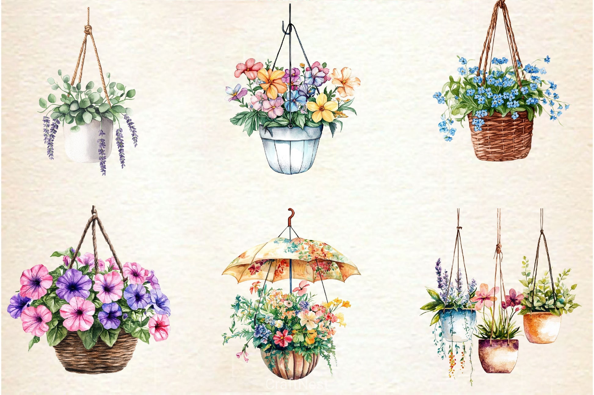 Spring Hanging Planters Clipart Bundle - CraftNest - Digital Crafting and Art