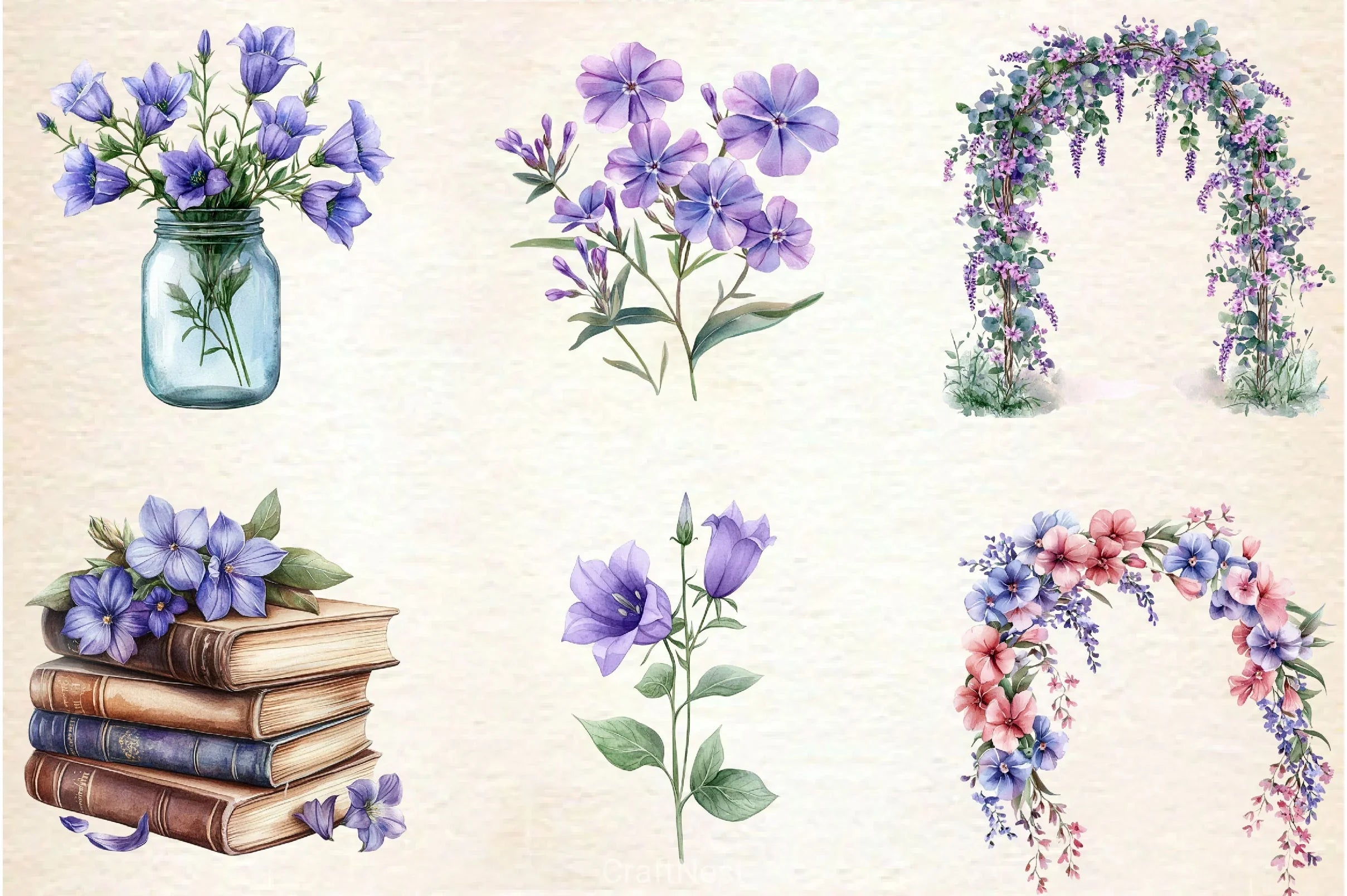 Spring Campanula Flower Clipart Bundle - CraftNest - Digital Crafting and Art