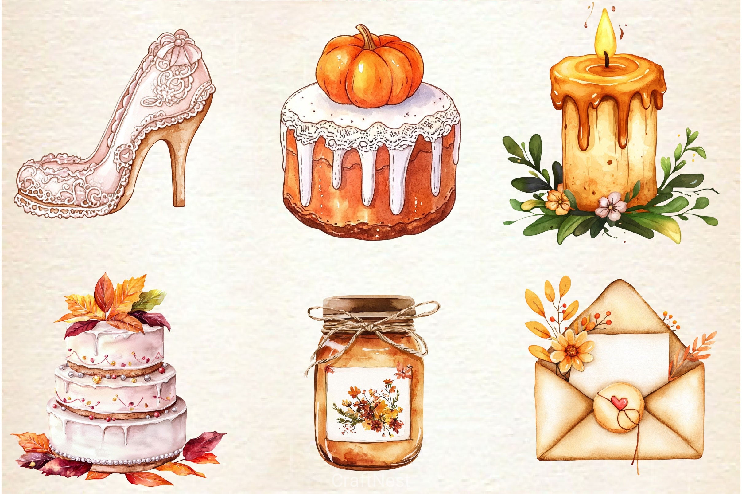 Autumn Bridal Tea Party Clipart Bundle - CraftNest - Digital Crafting and Art