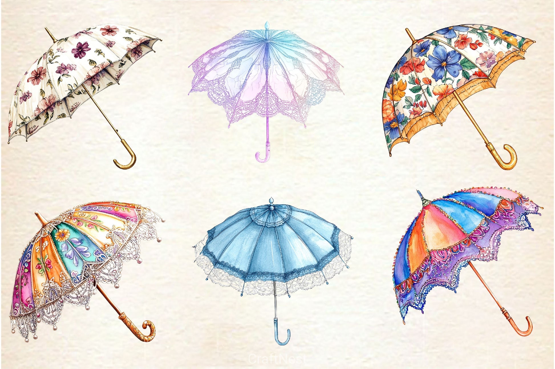 Spring Umbrella Parasol Clipart Bundle - CraftNest - Digital Crafting and Art