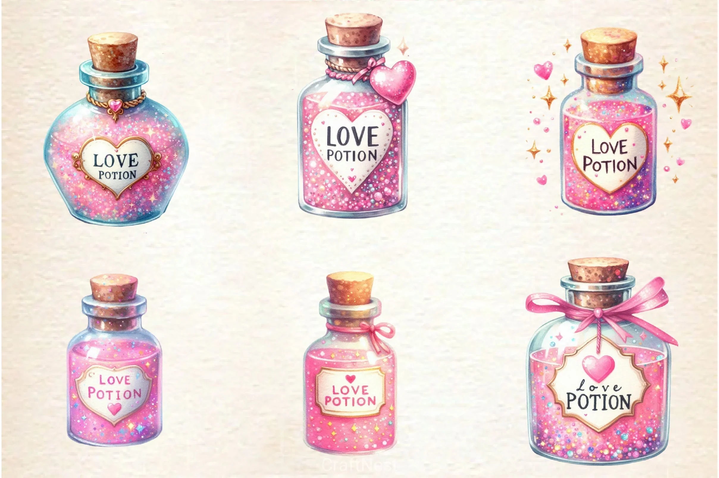 Glittery Love Potion Clipart Bundle - CraftNest - Digital Crafting and Art